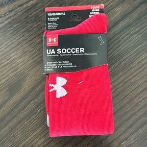 Under Armour Youth Large red soccer socks, NWT
